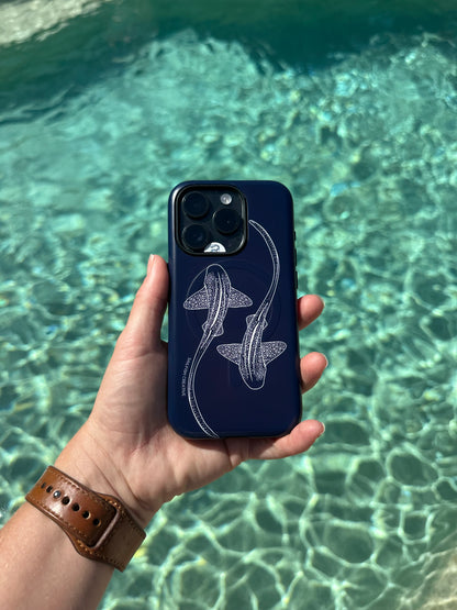 iPhone MagSafe Tough Case - Leopard Shark Outline Navy