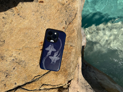 iPhone MagSafe Tough Case - Leopard Shark Outline Navy