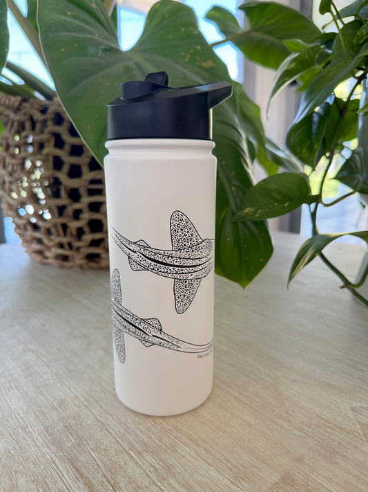 Leopard Shark Line Art - Stainless Steel Water Bottle