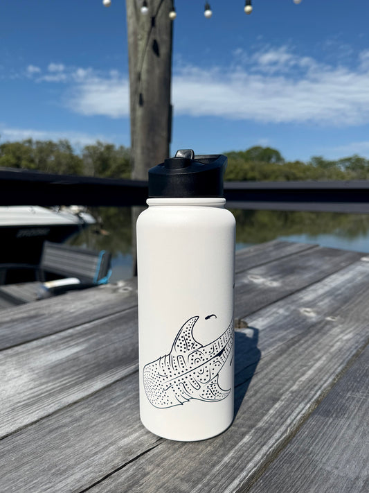 Whale Sharks Line Art - Stainless Steel Water Bottle