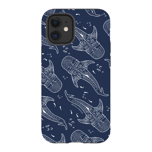 iPhone Tough Phone Case - Whale Sharks Pattern Navy