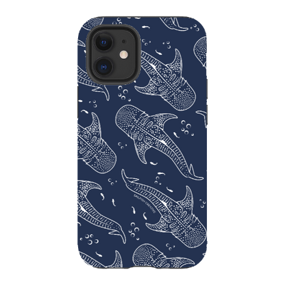 iPhone Tough Phone Case - Whale Sharks Pattern Navy