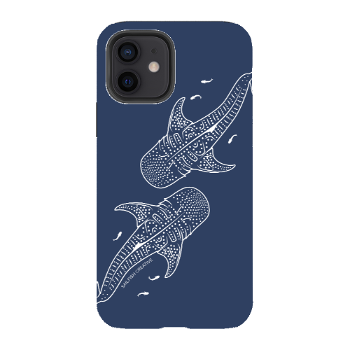 iPhone Tough Phone Case - Whale Sharks Outline Navy