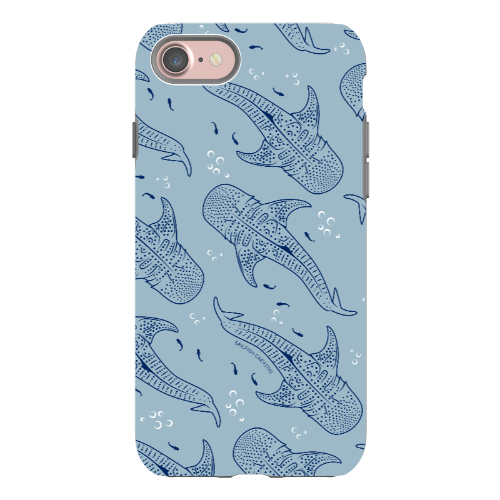 iPhone Tough Phone Case - Whale Sharks Pattern Bluer