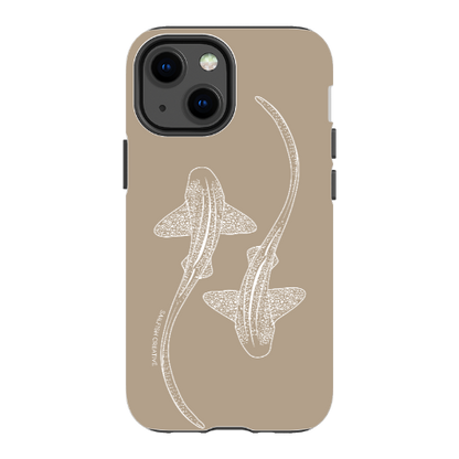 iPhone Tough Phone Case - Leopard Sharks Outline Natural