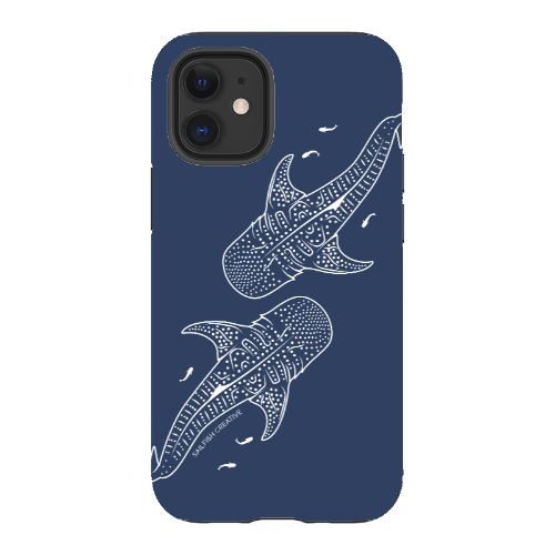 iPhone Tough Phone Case - Whale Sharks Outline Navy