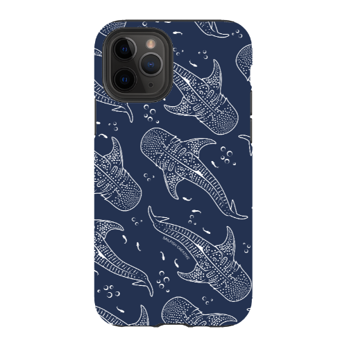 iPhone Tough Phone Case - Whale Sharks Pattern Navy