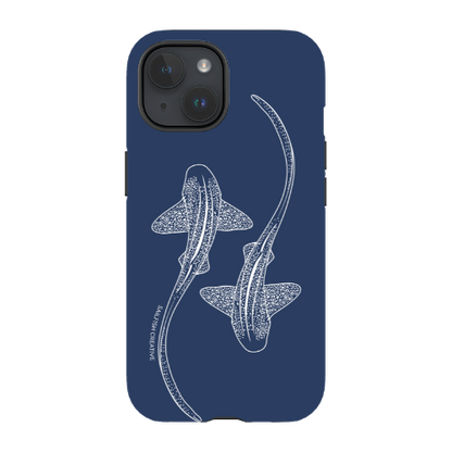 iPhone Tough Phone Case - Leopard Sharks Outline Navy