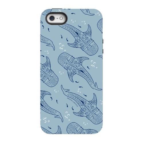 iPhone Tough Phone Case - Whale Sharks Pattern Bluer