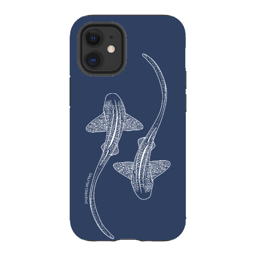 iPhone Tough Phone Case - Leopard Sharks Outline Navy