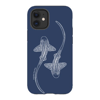 iPhone Tough Phone Case - Leopard Sharks Outline Navy