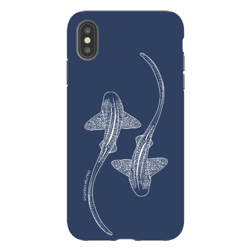 iPhone Tough Phone Case - Leopard Sharks Outline Navy