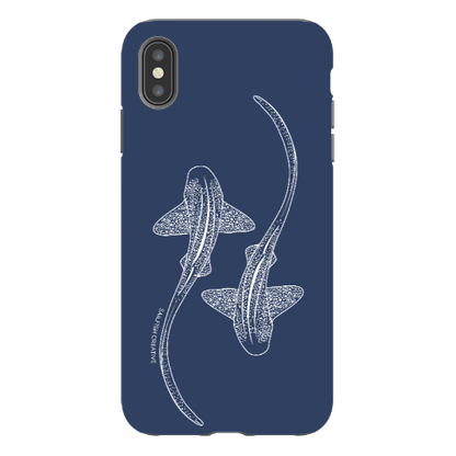 iPhone Tough Phone Case - Leopard Sharks Outline Navy