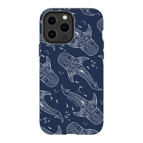 iPhone Tough Phone Case - Whale Sharks Pattern Navy