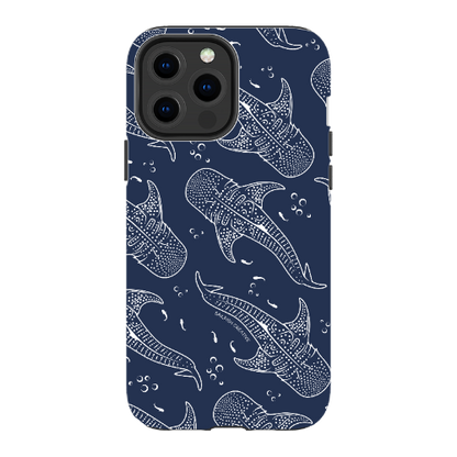 iPhone Tough Phone Case - Whale Sharks Pattern Navy