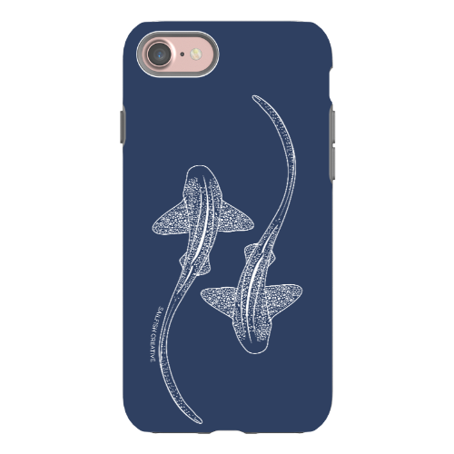 iPhone Tough Phone Case - Leopard Sharks Outline Navy