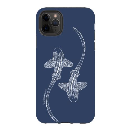 iPhone Tough Phone Case - Leopard Sharks Outline Navy