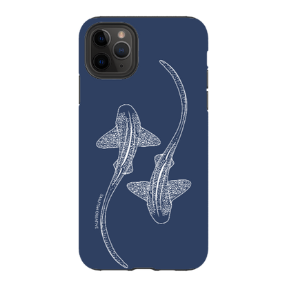 iPhone Tough Phone Case - Leopard Sharks Outline Navy