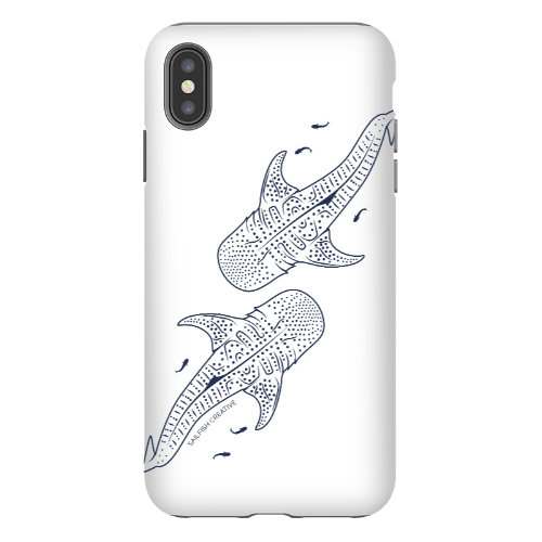 iPhone Tough Phone Case - Whale Sharks Outline