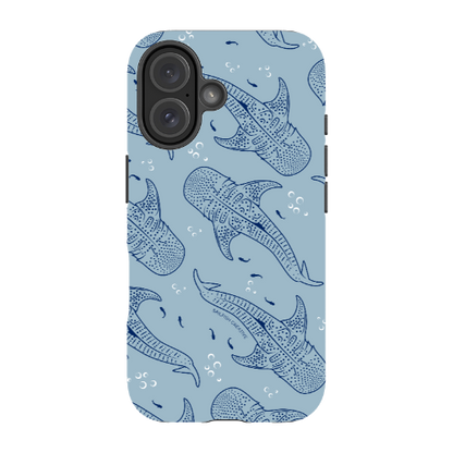 iPhone Tough Phone Case - Whale Sharks Pattern Bluer