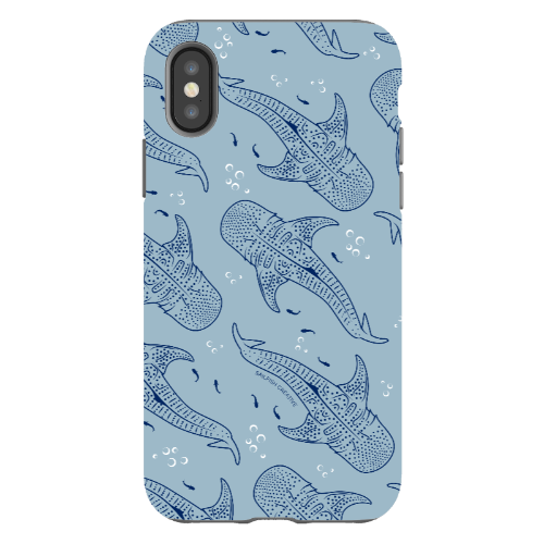 iPhone Tough Phone Case - Whale Sharks Pattern Bluer