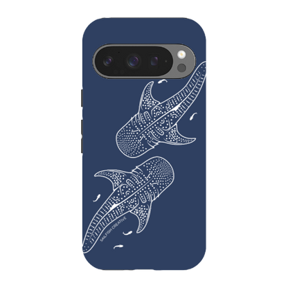 Google Pixel Tough Phone Case - Whale Sharks Outline Navy