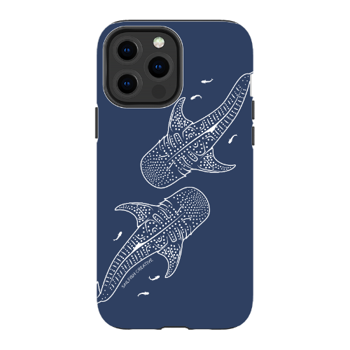 iPhone Tough Phone Case - Whale Sharks Outline Navy