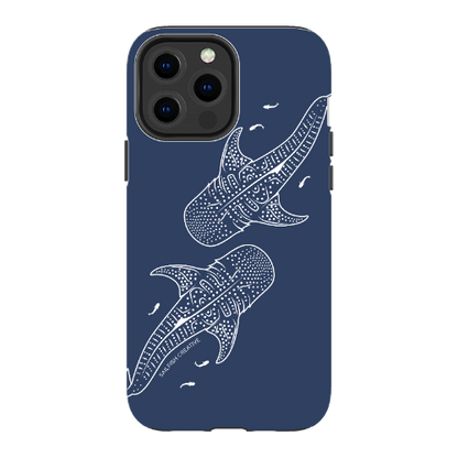 iPhone Tough Phone Case - Whale Sharks Outline Navy