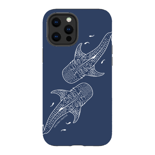 iPhone Tough Phone Case - Whale Sharks Outline Navy