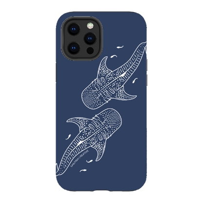 iPhone Tough Phone Case - Whale Sharks Outline Navy