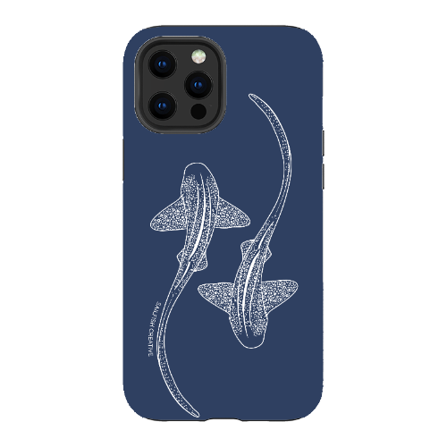 iPhone Tough Phone Case - Leopard Sharks Outline Navy