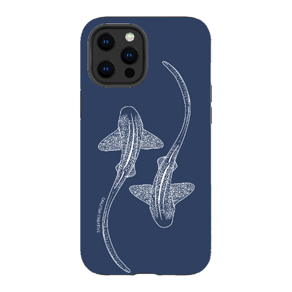 iPhone Tough Phone Case - Leopard Sharks Outline Navy