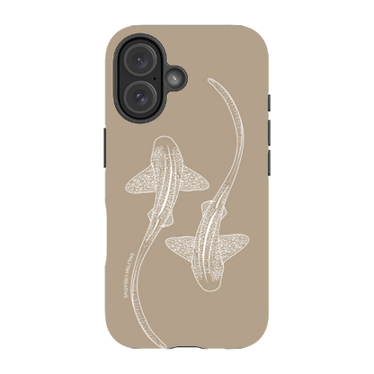 iPhone Tough Phone Case - Leopard Sharks Outline Natural