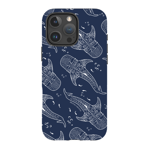 iPhone Tough Phone Case - Whale Sharks Pattern Navy