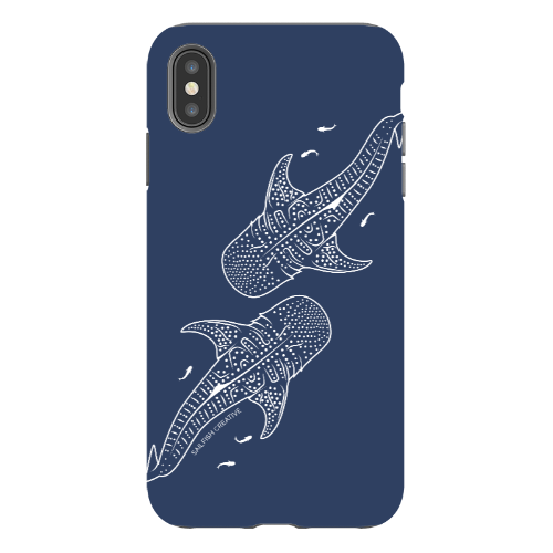 iPhone Tough Phone Case - Whale Sharks Outline Navy