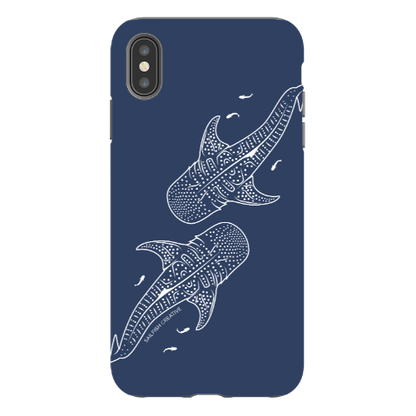 iPhone Tough Phone Case - Whale Sharks Outline Navy