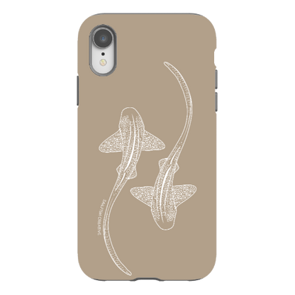 iPhone Tough Phone Case - Leopard Sharks Outline Natural