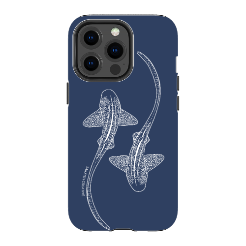 iPhone Tough Phone Case - Leopard Sharks Outline Navy