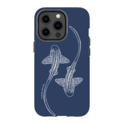 iPhone Tough Phone Case - Leopard Sharks Outline Navy