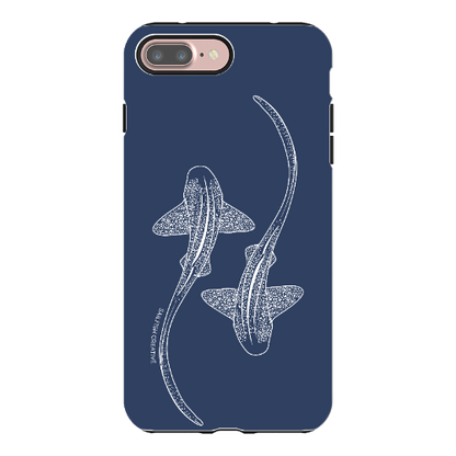 iPhone Tough Phone Case - Leopard Sharks Outline Navy