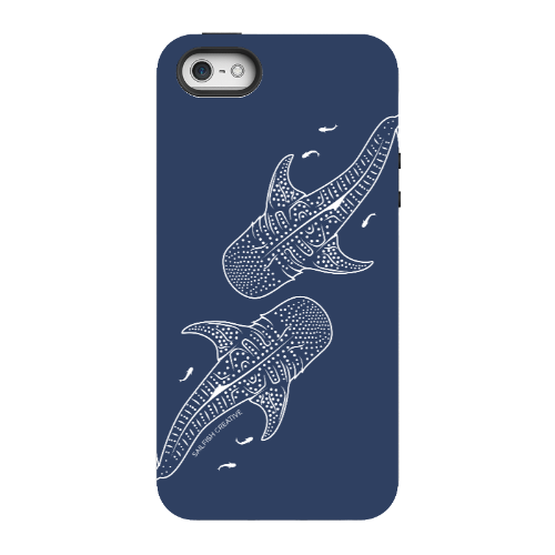 iPhone Tough Phone Case - Whale Sharks Outline Navy