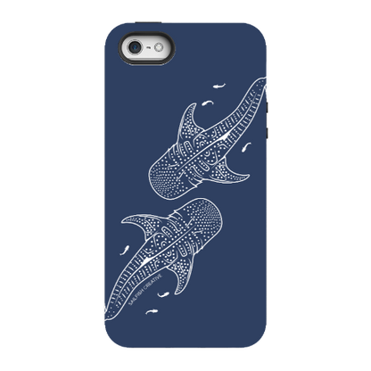 iPhone Tough Phone Case - Whale Sharks Outline Navy