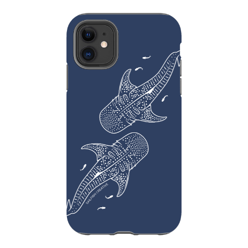 iPhone Tough Phone Case - Whale Sharks Outline Navy