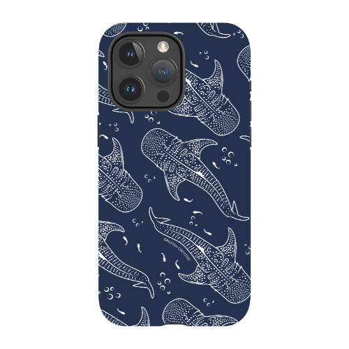 iPhone Tough Phone Case - Whale Sharks Pattern Navy