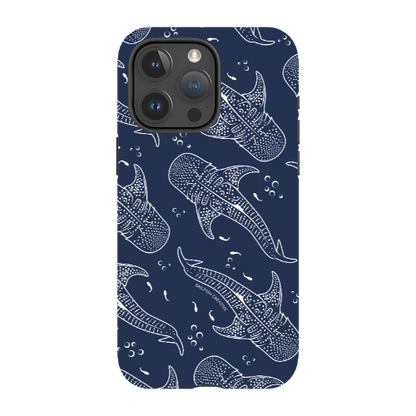 iPhone Tough Phone Case - Whale Sharks Pattern Navy