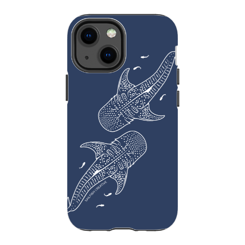 iPhone Tough Phone Case - Whale Sharks Outline Navy