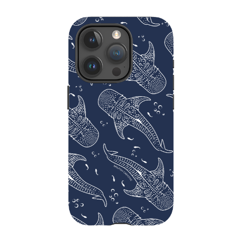 iPhone Tough Phone Case - Whale Sharks Pattern Navy