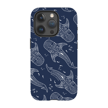 iPhone Tough Phone Case - Whale Sharks Pattern Navy