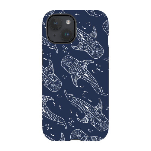 iPhone Tough Phone Case - Whale Sharks Pattern Navy