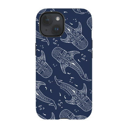 iPhone Tough Phone Case - Whale Sharks Pattern Navy